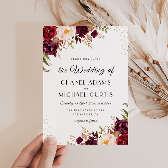 burgundy floral wedding invitation (Creator Uploaded)