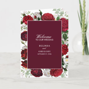 Burgundy Floral Wedding Order of Service Programme