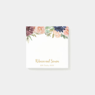 Burgundy Floral Wedding Post-it Notes