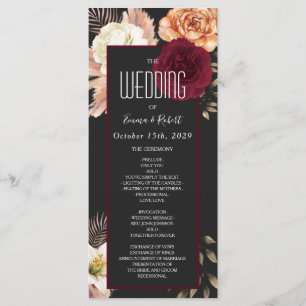 Burgundy Floral Wedding Program Programme