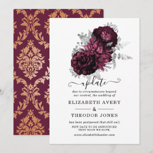 Burgundy Floral Wedding Update Invitation