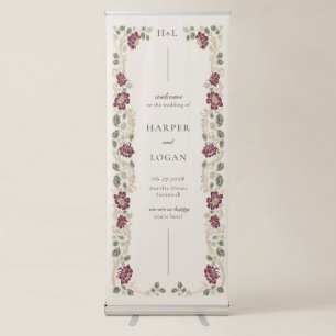 Burgundy Floral Wedding Welcome Banner