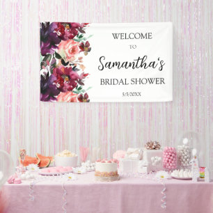 Burgundy Floral Welcome Bridal Shower Banner