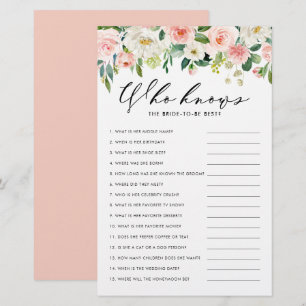 Burgundy Floral Who Knows Bride the Best Game