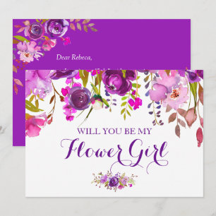 Burgundy Floral Will You Be My Flower Girl Card