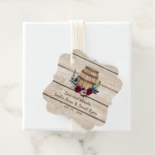 Burgundy Floral Wine Barrel Fall Wedding Favour Tags