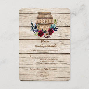 Burgundy Floral Wine Barrel Fall Wedding RSVP