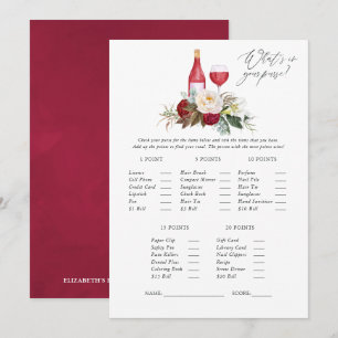Burgundy Floral Wine Tasting Bridal Shower Game Invitation