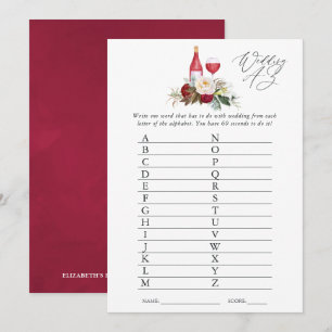 Burgundy Floral Wine Tasting Bridal Shower Game Invitation
