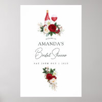 Burgundy Floral Wine Tasting Bridal Shower Welcome