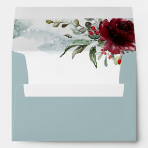 Burgundy Floral Winter wonderland wedding Envelope
