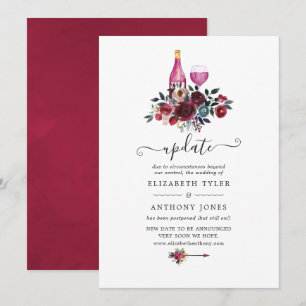 Burgundy Floral Wne Tasting Wedding Update Invitation