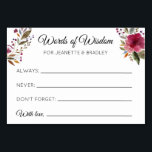 Burgundy Floral Words of Wisdom Advice Cards<br><div class="desc">These beautiful personalised advice cards will be the perfect compliment to your wedding reception or bridal/couples shower. This design features burgundy watercolor florals and space for guests to leave their advice in regards to things such as "Always" do,  "Never" do and "Don't forget".</div>