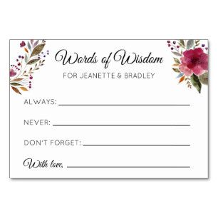 Burgundy Floral Words of Wisdom Advice Cards
