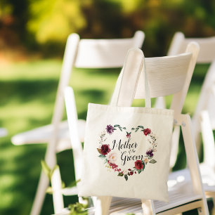 Burgundy Floral Wreath Mother of the Groom Tote Bag