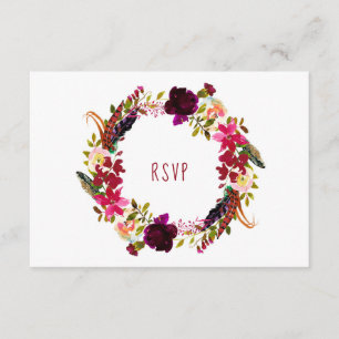 Burgundy Floral Wreath RSVP entree choice
