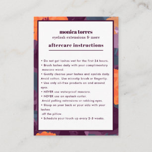 Burgundy Florals Aftercare Instructions chic  Business Card