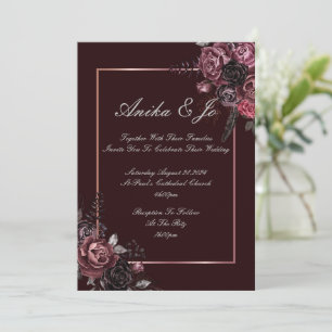 Burgundy florals fall wedding save the date