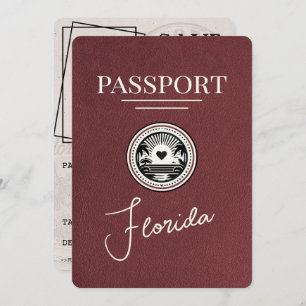 Burgundy Florida Passport Save The Date