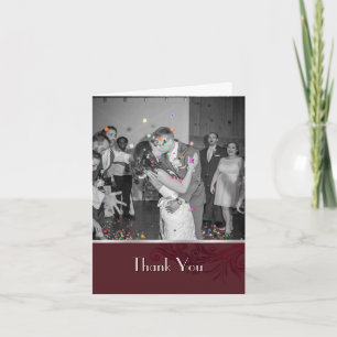 Burgundy Flourish Custom Photo Thank You Card