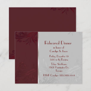 Burgundy Flourish Rehearsal Dinner Invitation