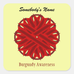 Burgundy Flower Ribbon by Kenneth Yoncich Square Sticker