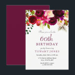 Burgundy Flowers 60th Birthday Party Invitation<br><div class="desc">Burgundy Flowers 60th Birthday Party Invitation

See matching collection and invitations

For men or woman</div>