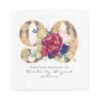 Burgundy Flowers and Gold Typography 90th Birthday