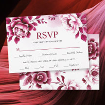 Burgundy flowers and watercolor wash wedding