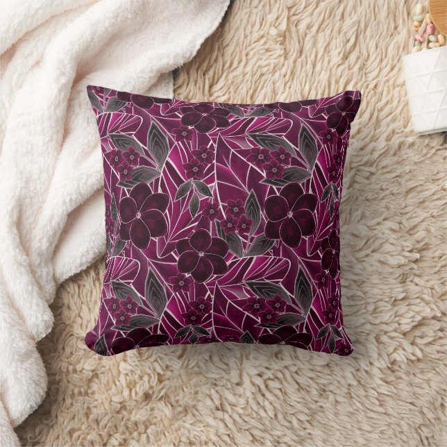 Burgundy flowers. cushion (Blanket)