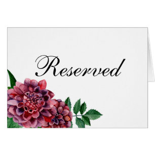 Burgundy flowers. Floral wedding reserved sign