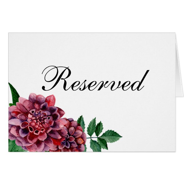 Burgundy flowers. Floral wedding reserved sign (Front Horizontal)