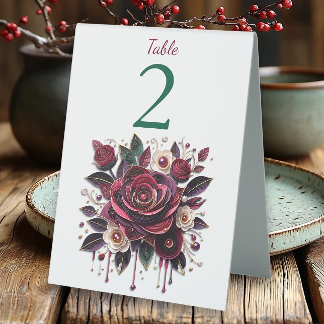 Burgundy Flowers, Foliage and Pearls Personalised (Creator Uploaded)