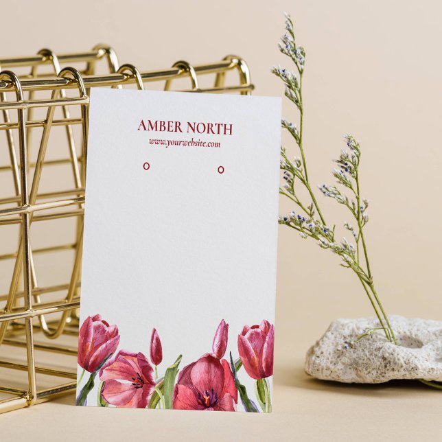 Burgundy Flowers Jewellery Earring Display Business Card (Creator Uploaded)