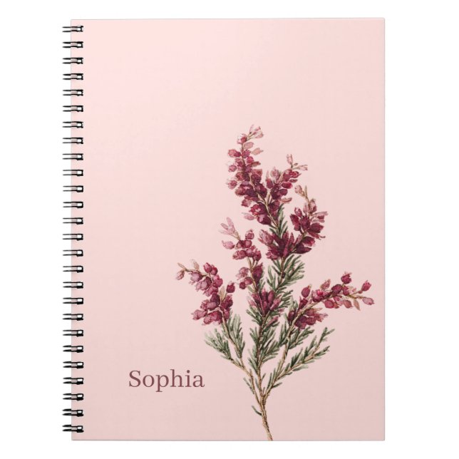 Burgundy Flowers Personalised Notebook (Front)