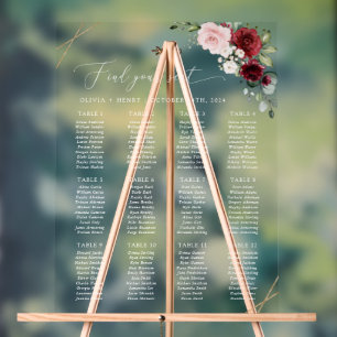 Burgundy Flowers, Pink Flowers, Seating Chart