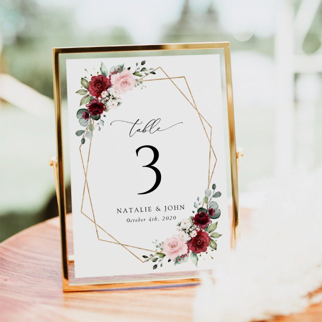 Burgundy Flowers, Pink Flowers, Table Numbers (Creator Uploaded)
