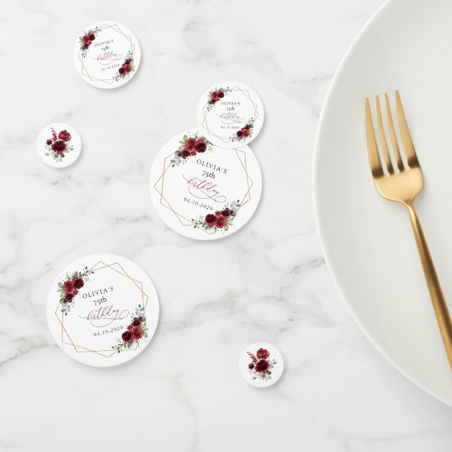 Burgundy Flowers, Red Flowers, Boho, Birthday Confetti (Group)