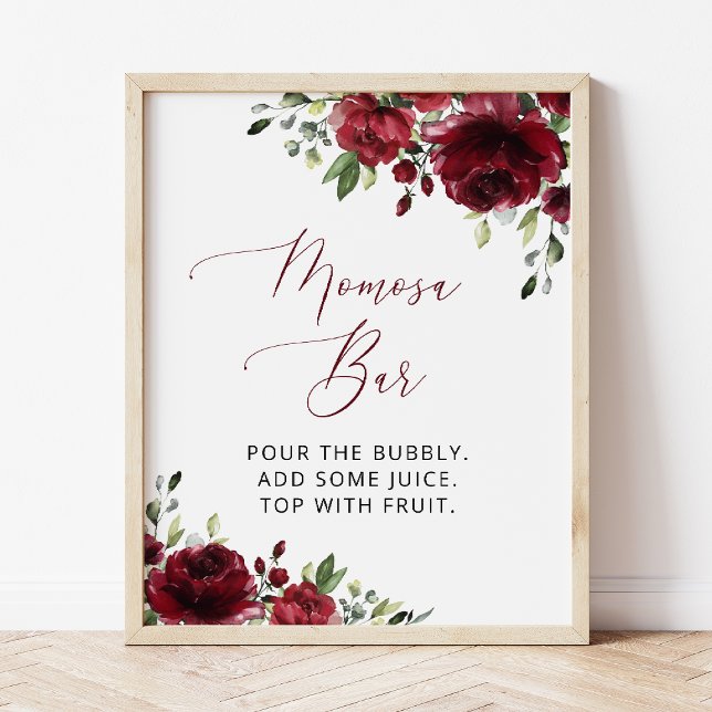 Burgundy Flowers, Red Flowers, Boho, Mimosa Bar Poster (Creator Uploaded)