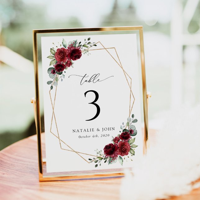 Burgundy Flowers, Red Flowers, Boho, Table Numbers (Creator Uploaded)