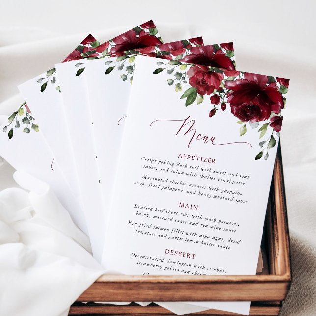 Burgundy Flowers, Red Flowers, Bridal Shower Menu (Creator Uploaded)