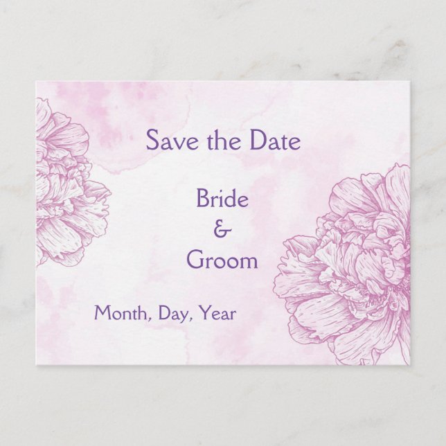 Burgundy Flowers  Save the Date Wedding Invites (Front)