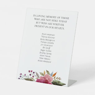 Burgundy Flowers School Class Reunion Memorial Pedestal Sign