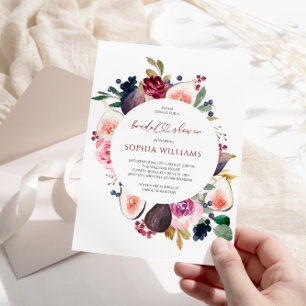 Burgundy Flowers Wreath Bridal Shower invitation