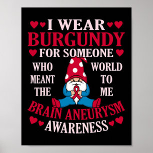 Burgundy For Someone Brain Aneurysm Awareness Grap Poster