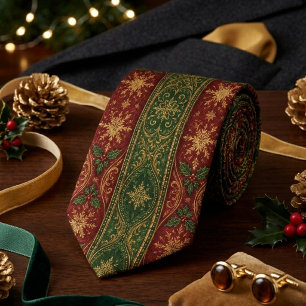 Burgundy & Forest Green Christmas Regency Tie