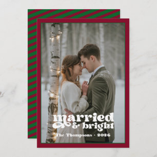 Burgundy & Forest Green Newlyweds Christmas Holiday Card