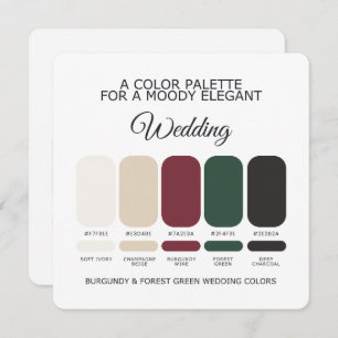 Burgundy Forest Green Wedding Color Palette Card