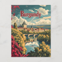 Burgundy France vintage art
