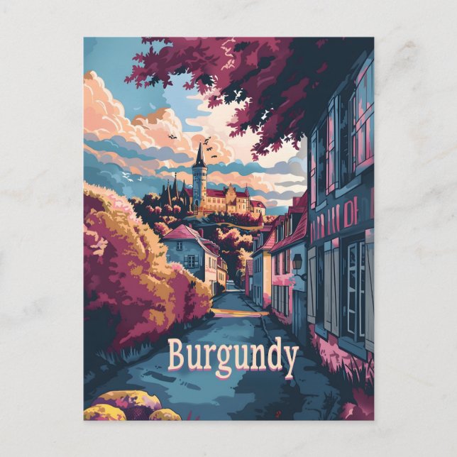 Burgundy France vintage Postcard (Front)